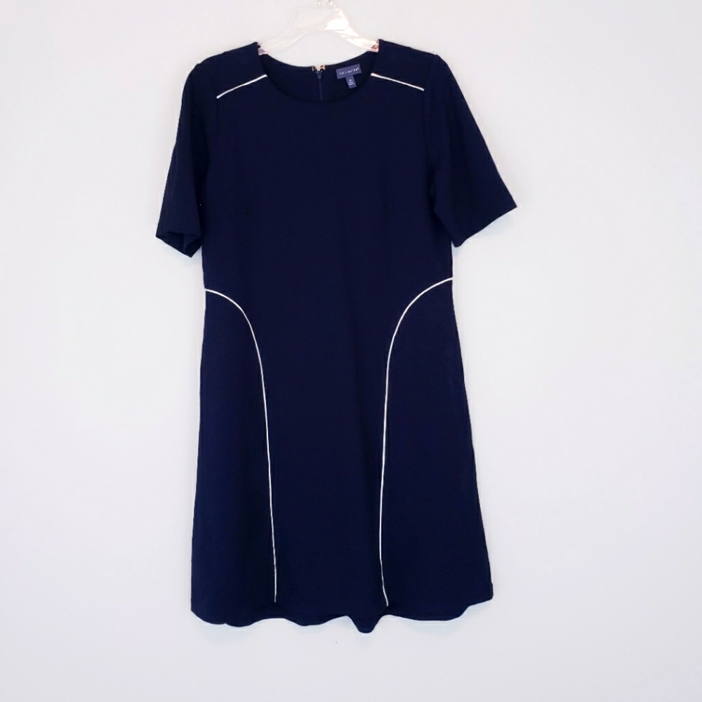 The Limited Black White Trim Career Dress Short Sleeve Sheath A-Line Size Medium